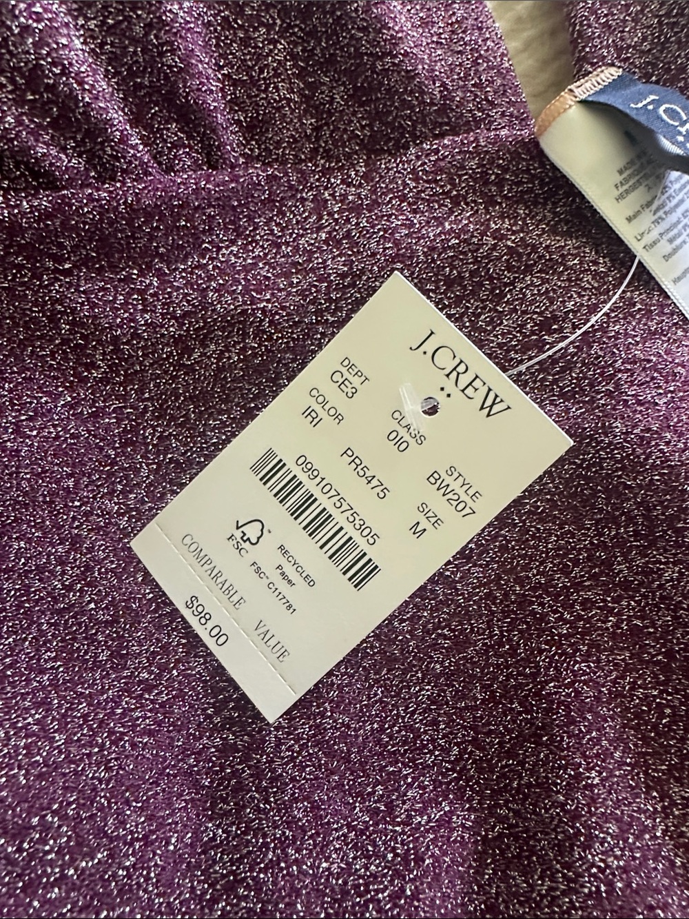 J. Crew Plum Shimmer One-Piece Swimsuit - Picture 2 of 4